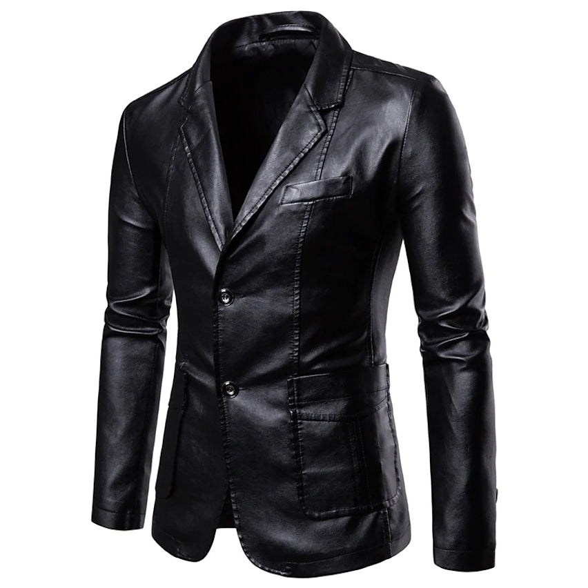 Men's Blazer Faux Leather Jacket